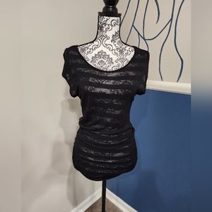 One Clothing Black Sheer Ruched Top